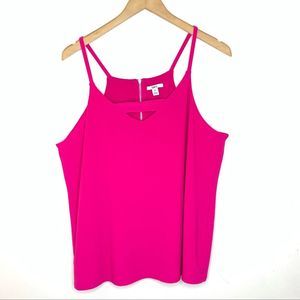 Bar III Pink Zip Back Cutout Tank Top XL